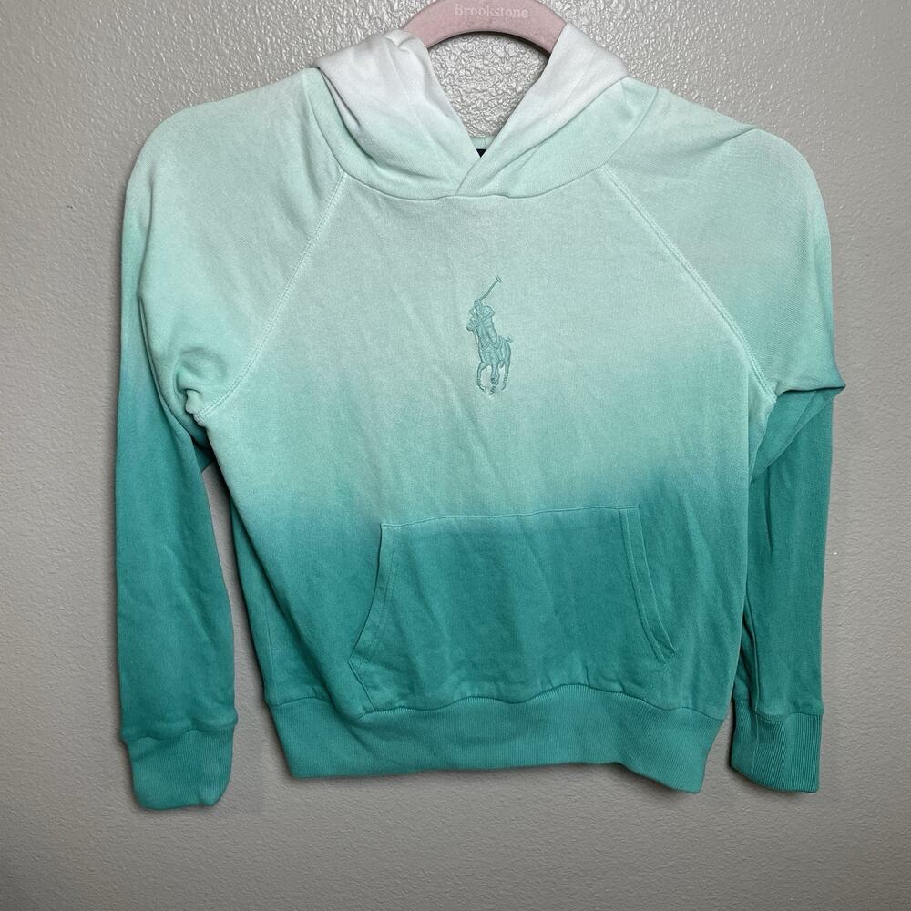 Polo Ralph Lauren Big Pony 100% Cotton Hoodie Teal Gradient Youth Sz 8-10 (M)